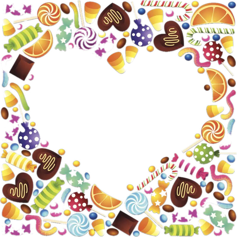 Colorful candies in a heart shape