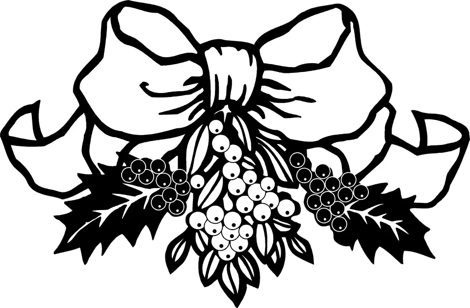 Decorative Bow with Berries and Leaves