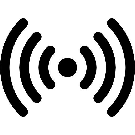 Black Wireless Signal Icon with Waves