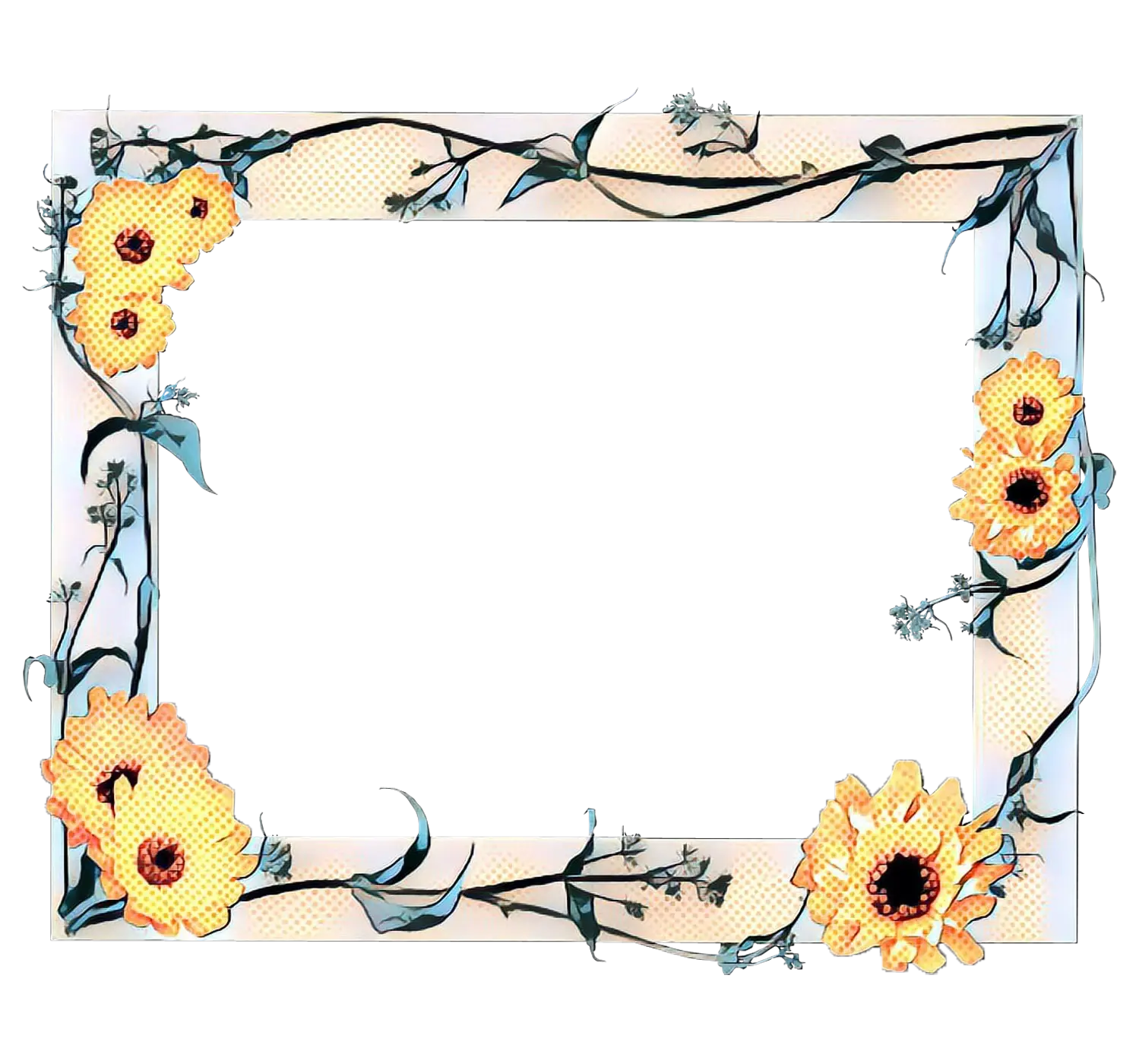 Floral Frame with Sunflower Motif