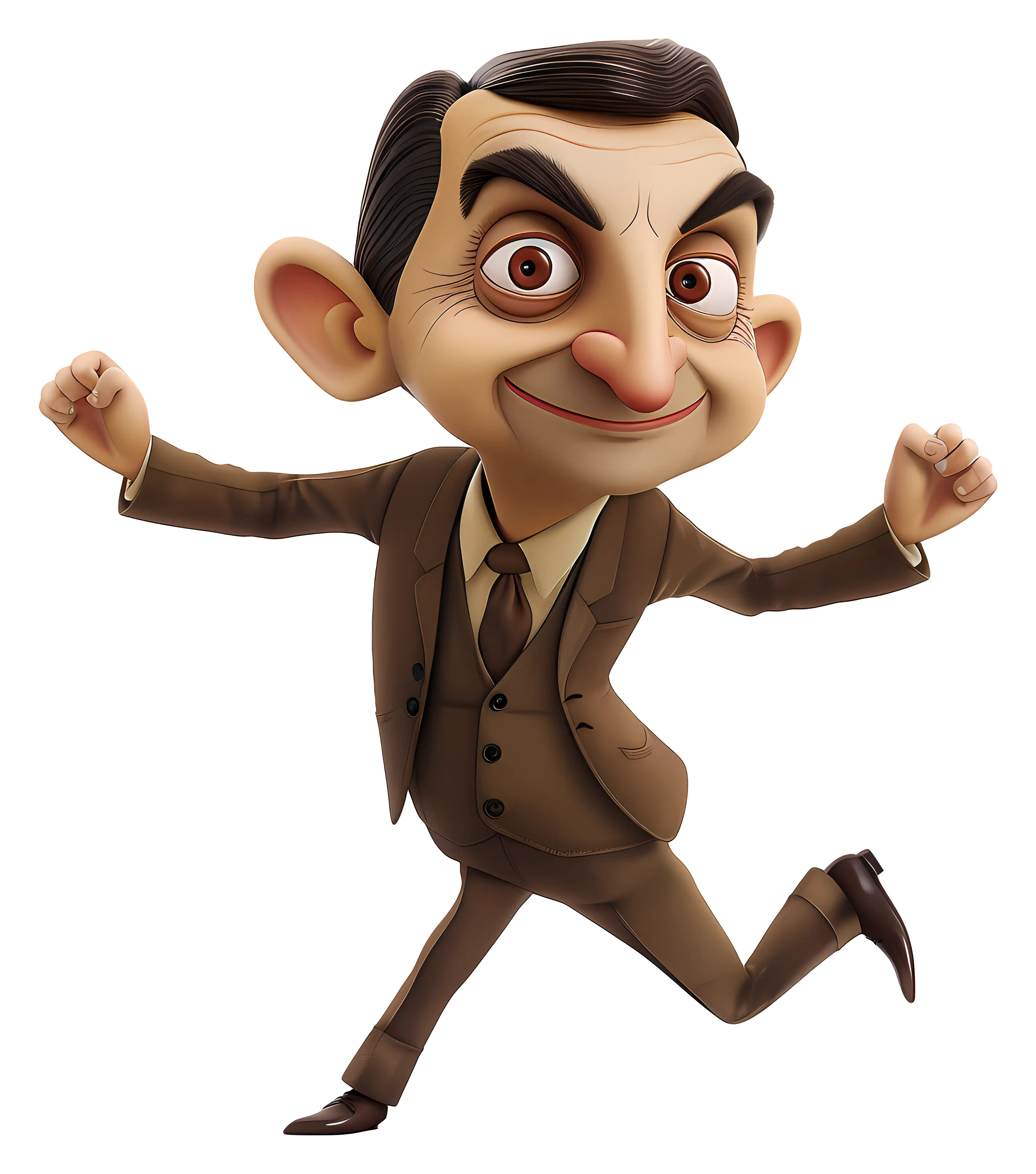 Funny Cartoon Man in Brown Suit