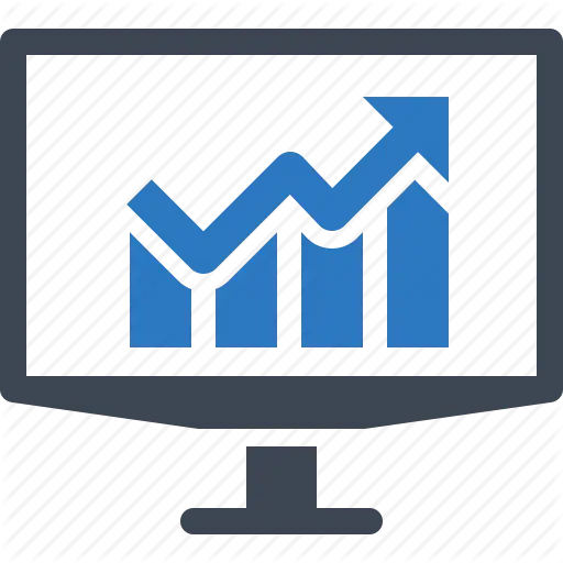 Blue Graph Icon on Monitor