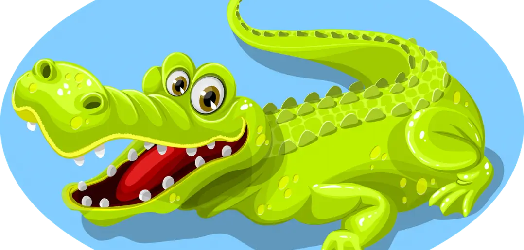 Animated Cartoon Crocodile in Green