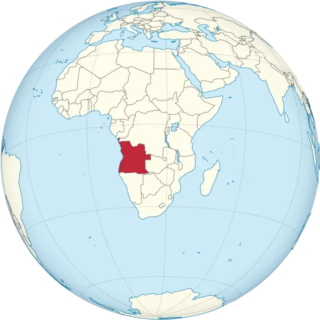 Highlighted Angola on World Map