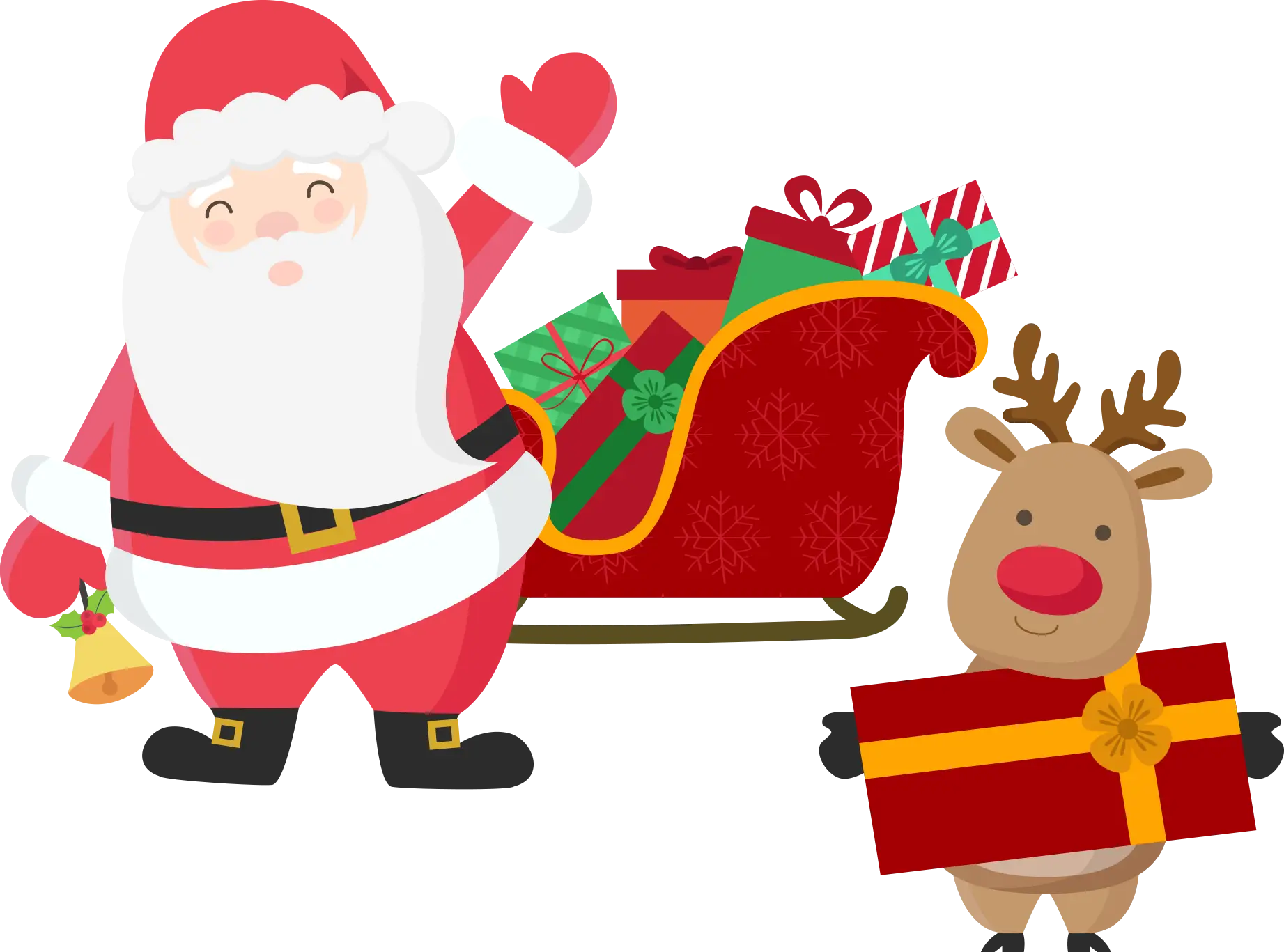 Santa Claus and Reindeer with Gifts