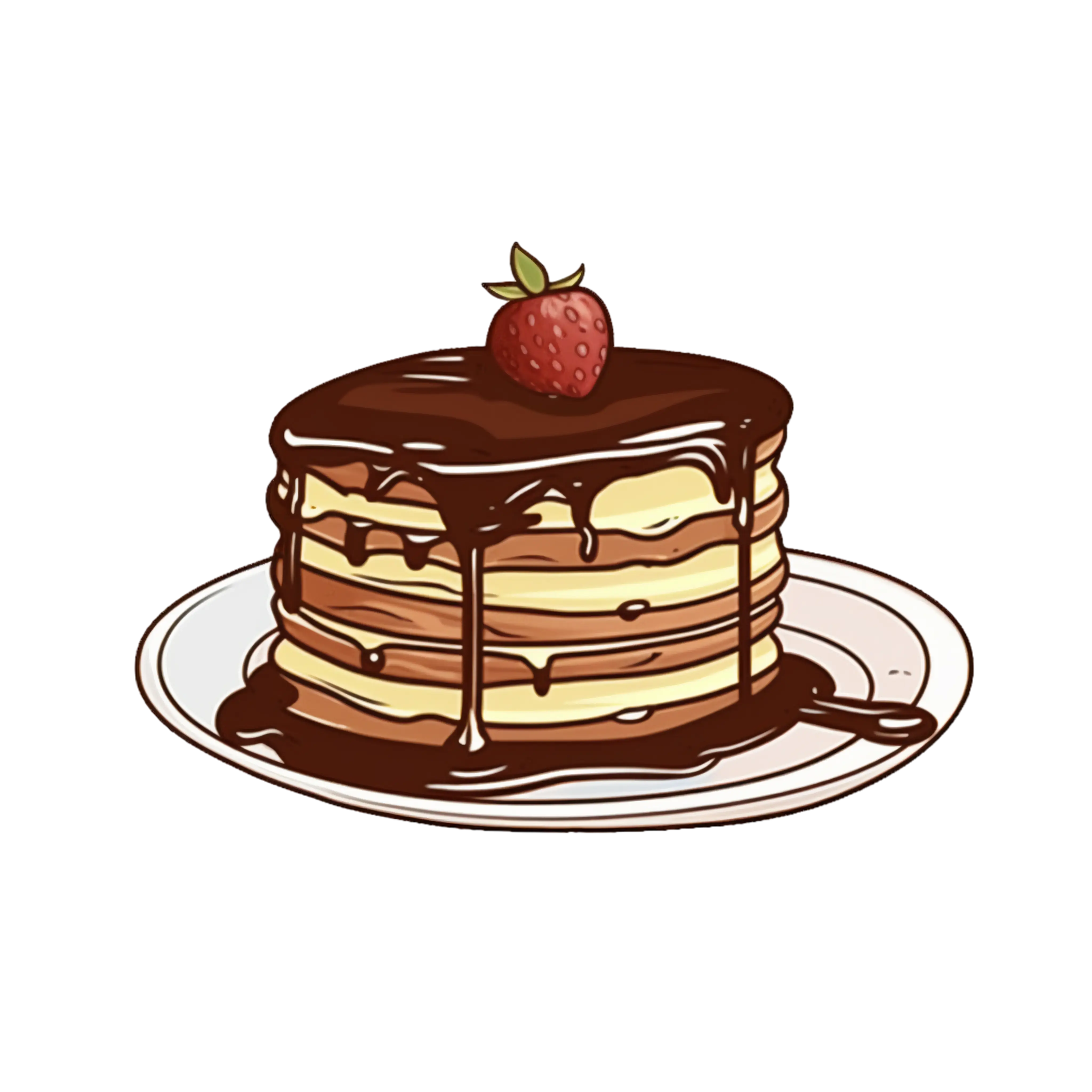Chocolate Pancakes with Fresh Strawberry