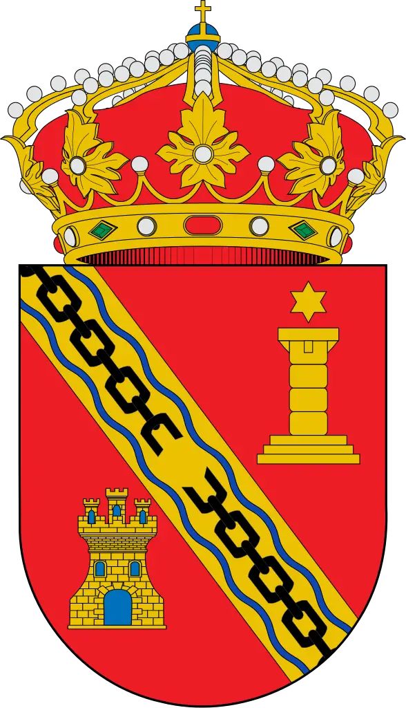 Red Heraldic Shield with Crown and Chain