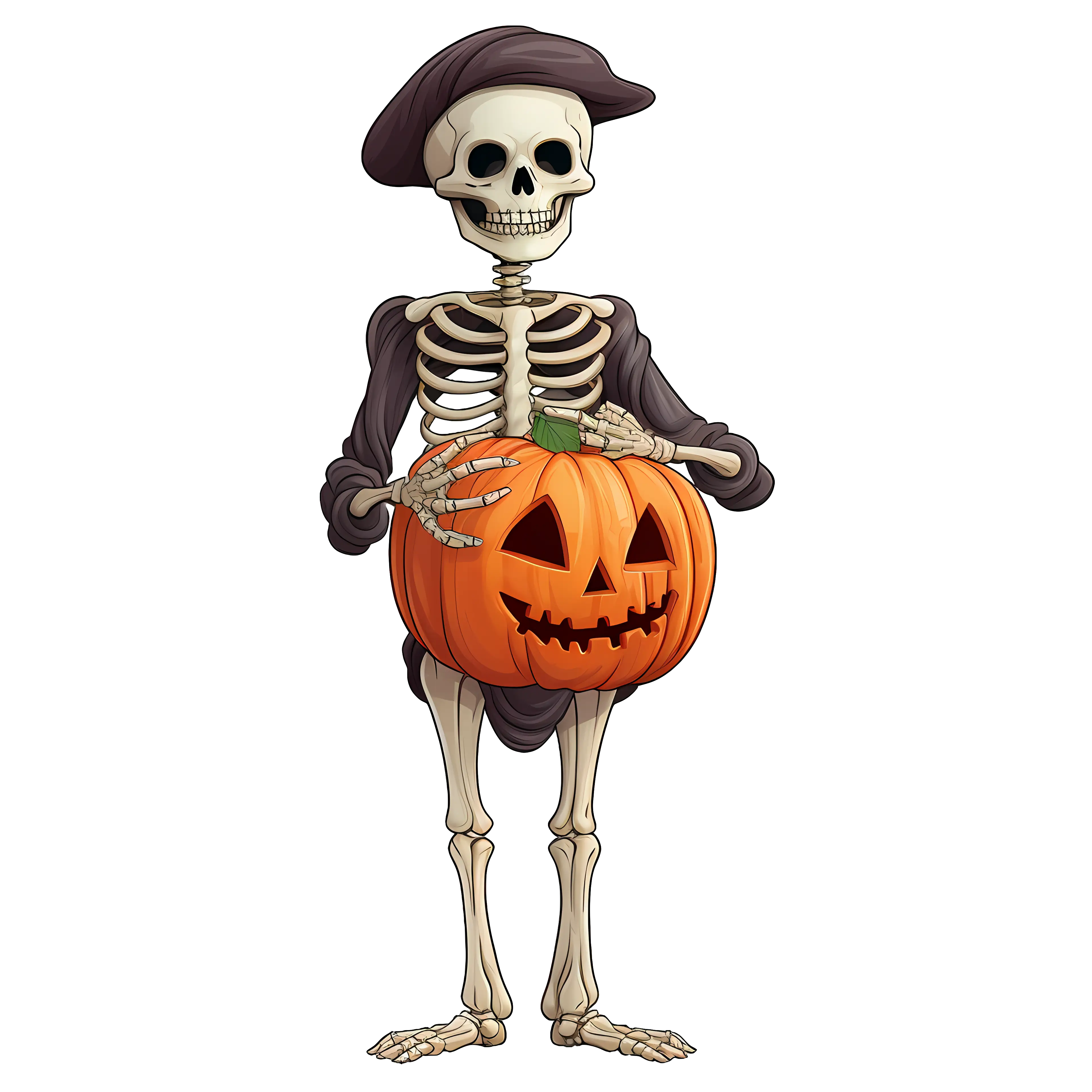 Skeleton with Jack-O&#039;-Lantern for Halloween