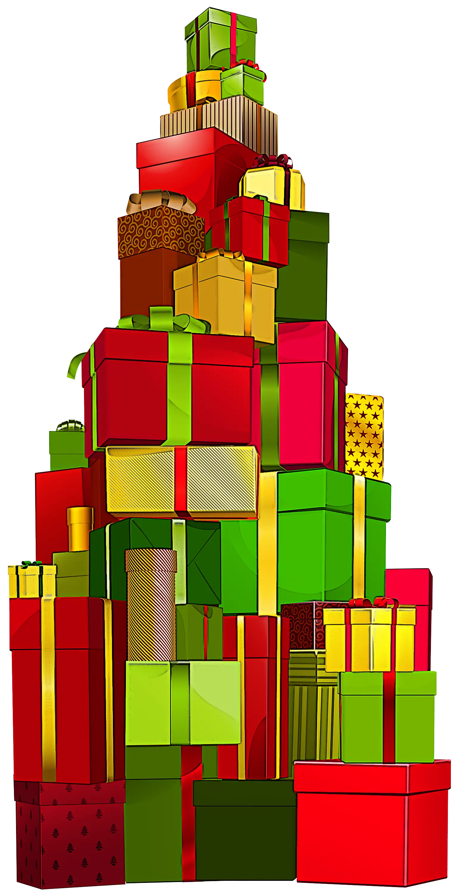 Tall Stack of Colorful Gift Boxes