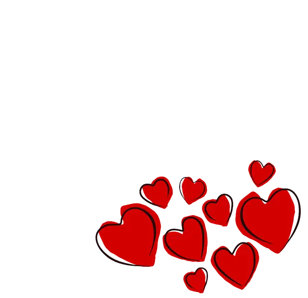 Red Hearts Doodle Illustration