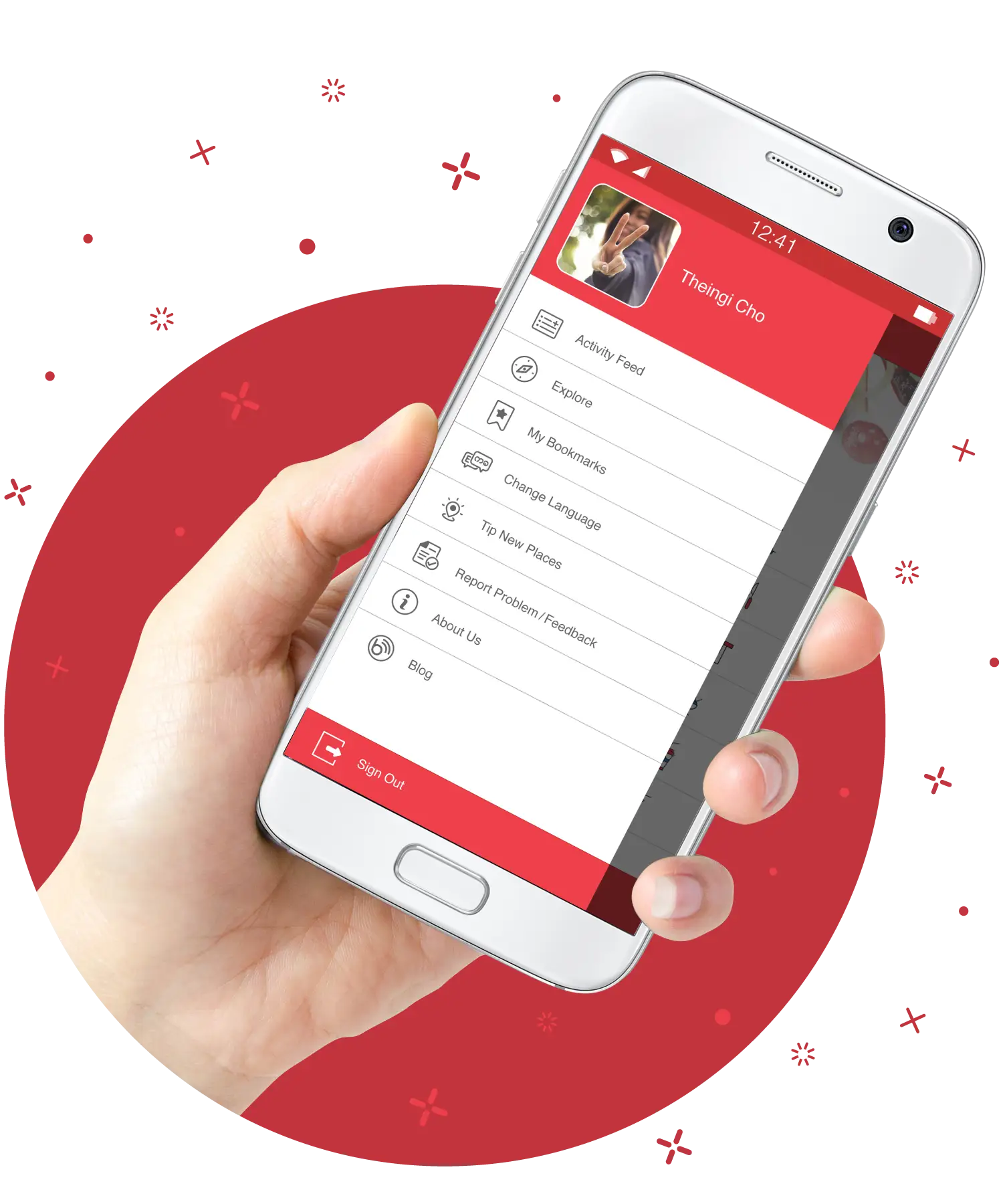 Hand Holding Smartphone with App Interface