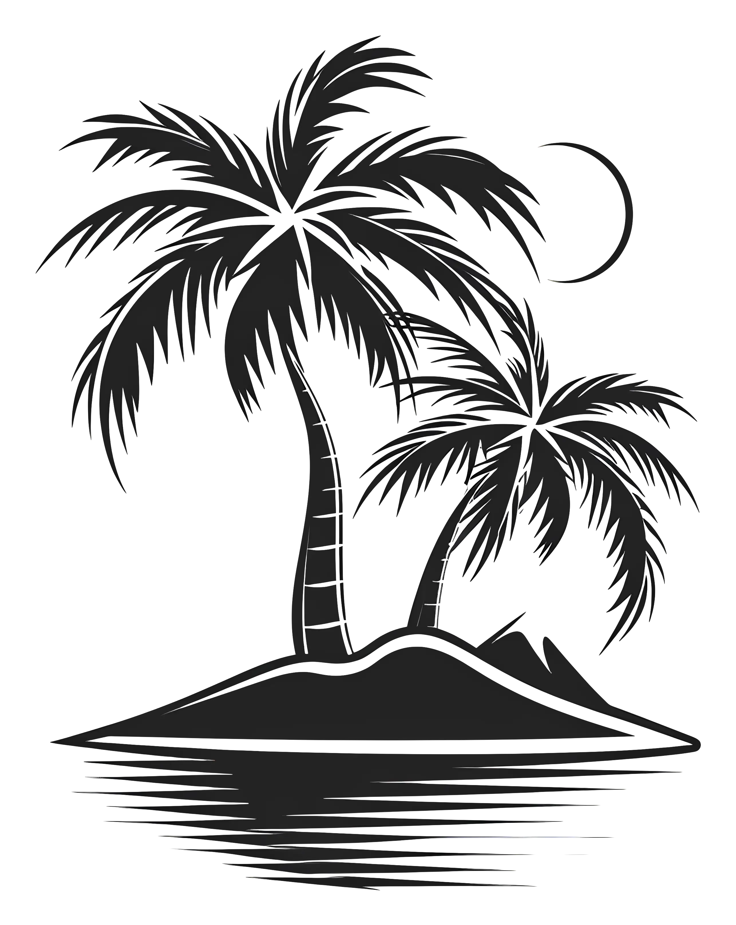 Serene Palm Trees on Island