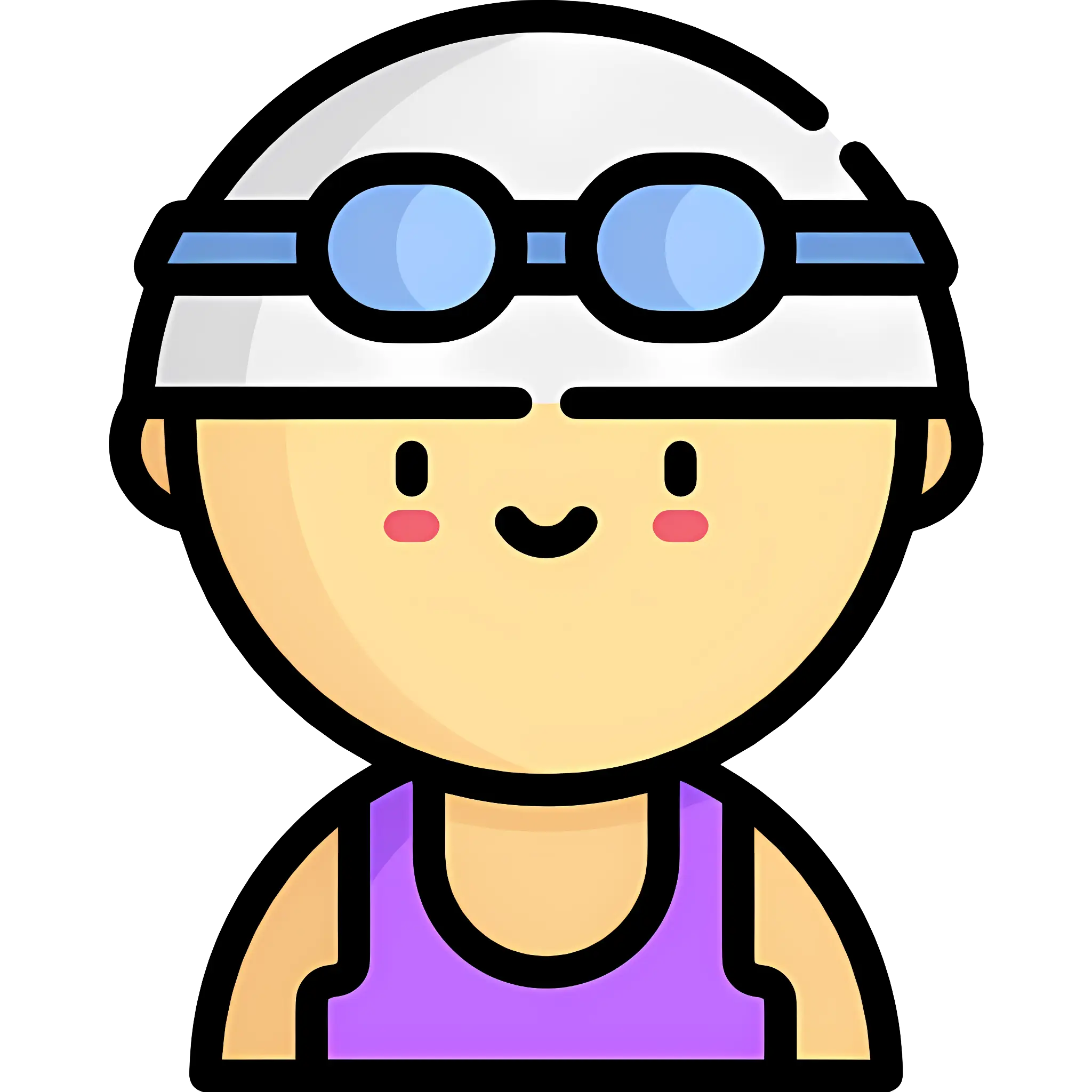 Cute Swimmer with Goggles and Cap