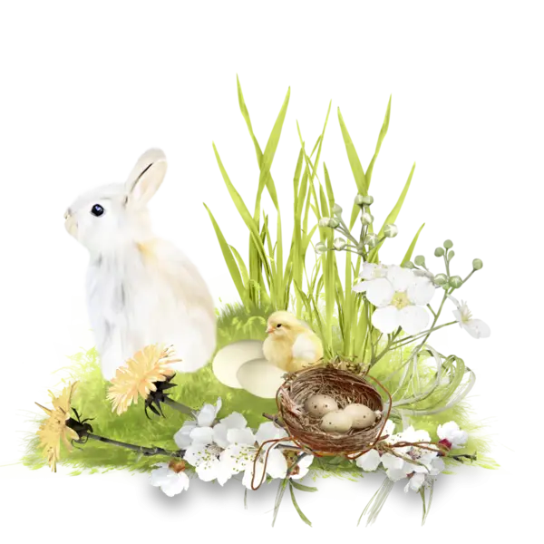 Easter Scene with Rabbit and Chick