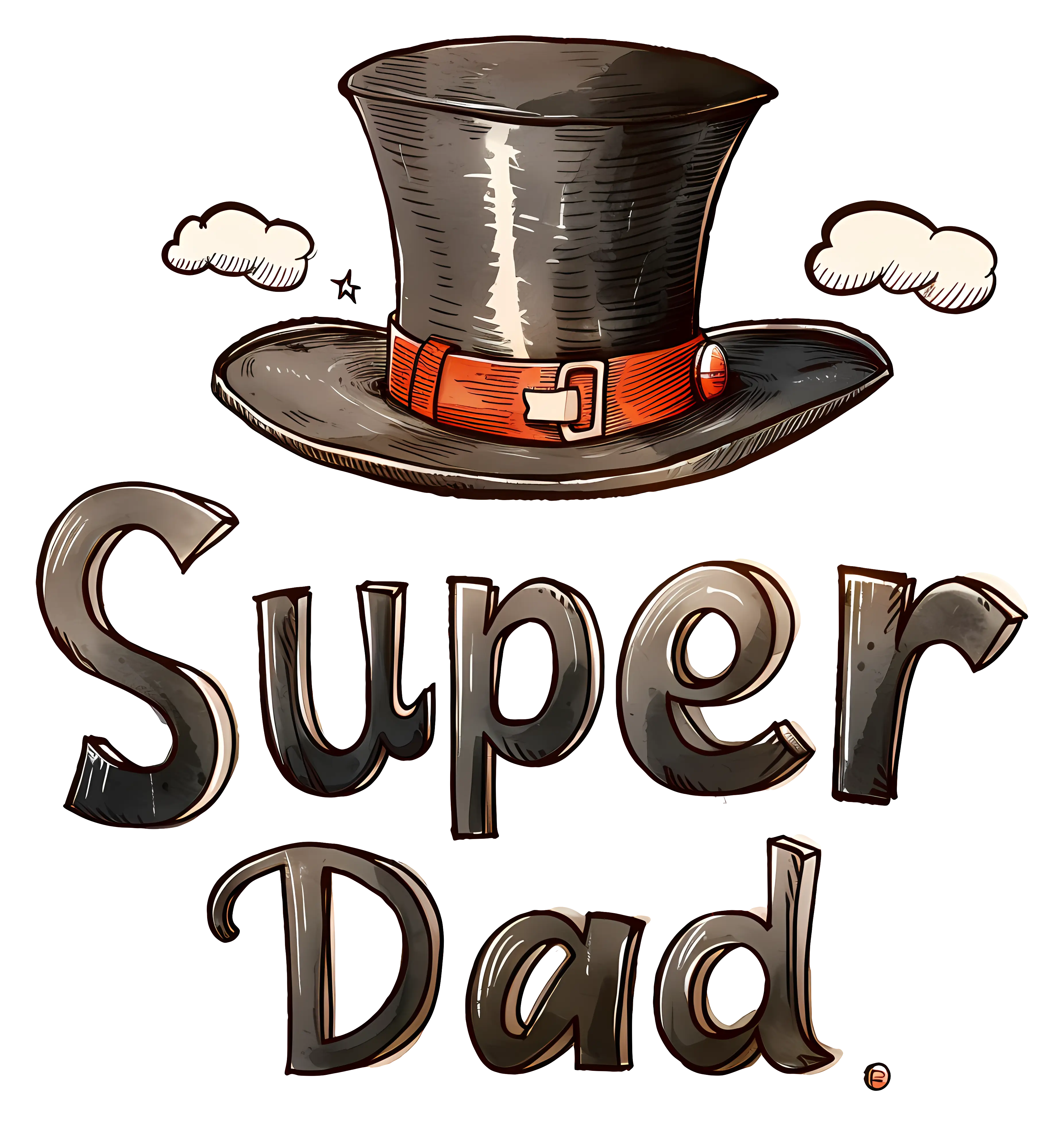 Super Dad Text with Hat