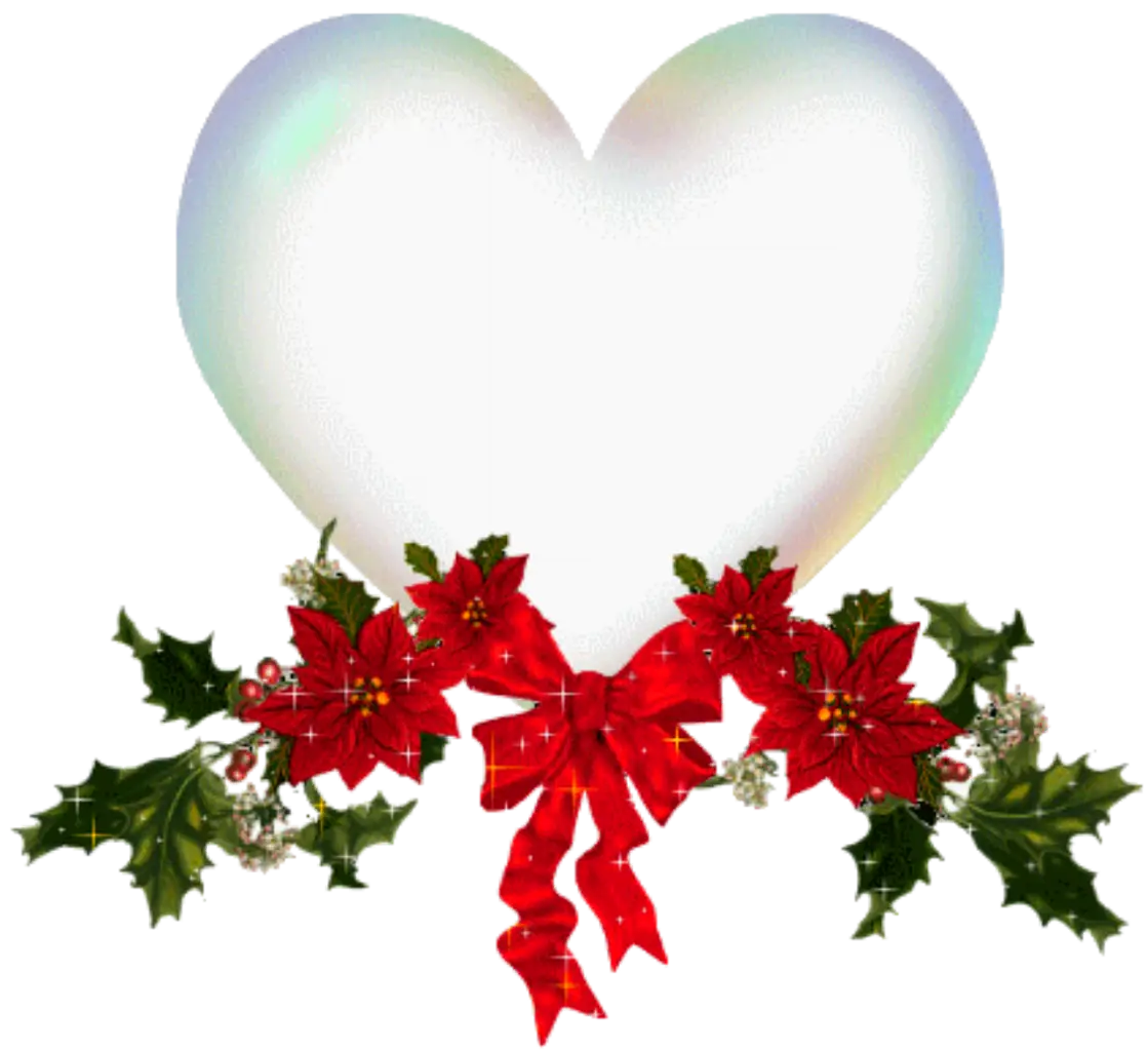 Heart Decoration with Red Poinsettias for Christmas