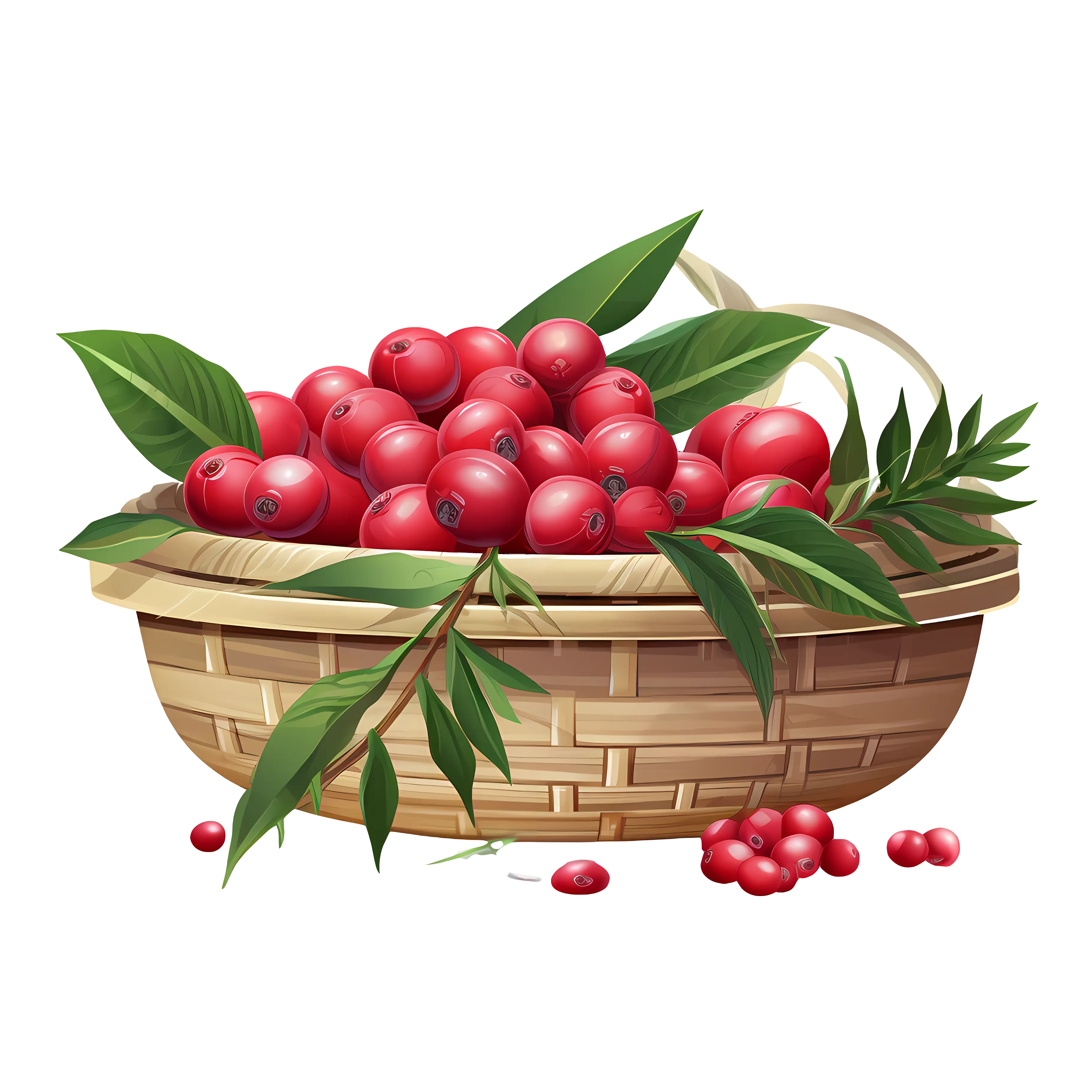 Basket Full of Red Berries Illustration