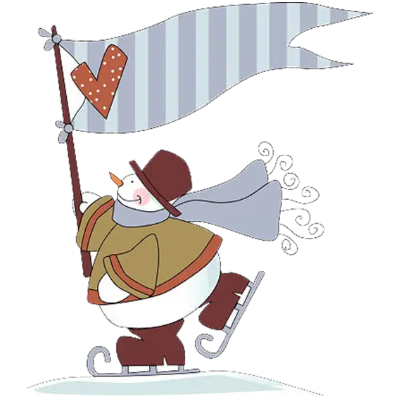 Snowman Skating with Banner