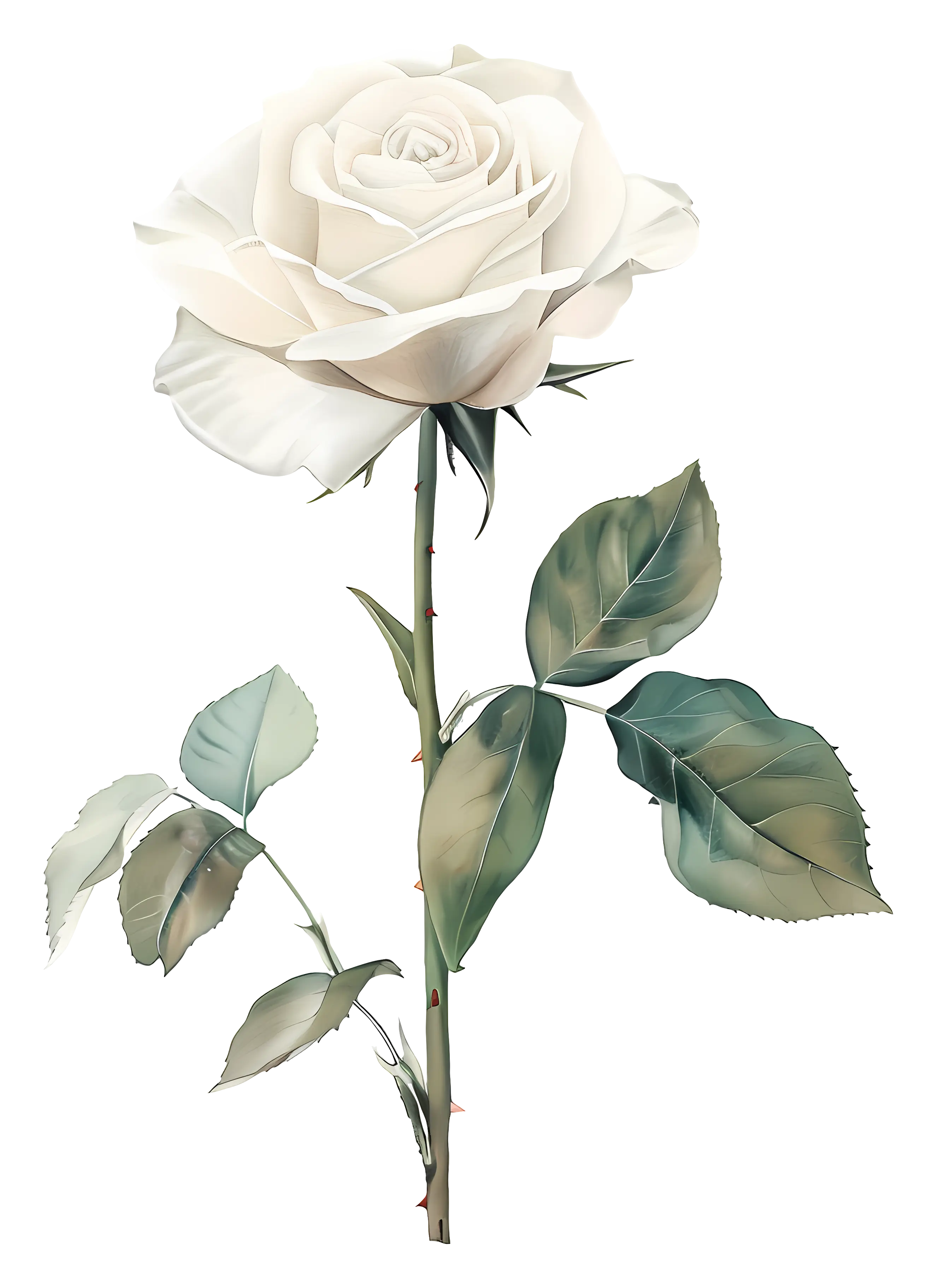 Delicate White Rose Flower Illustration