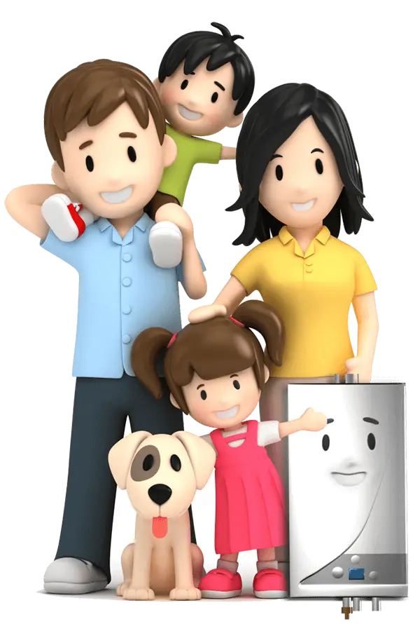 Happy Cartoon Family with Dog