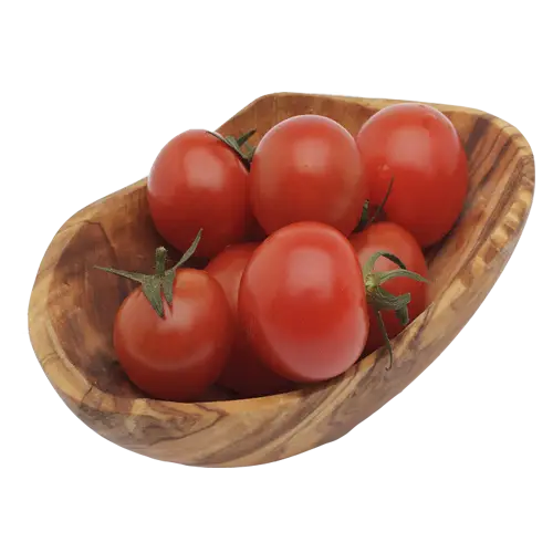Red Tomatoes in Wooden Bowl
