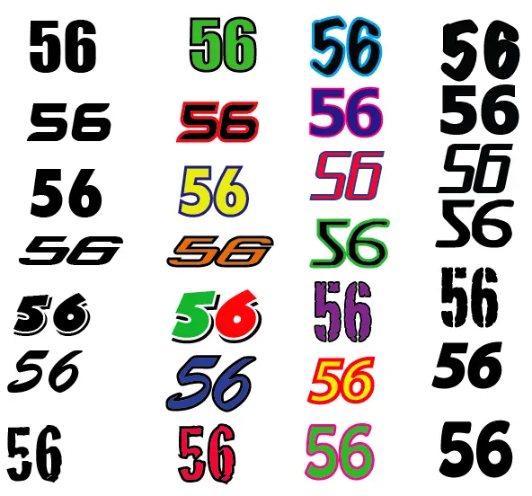 Variety of Number 56 Designs