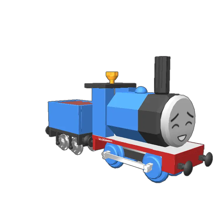 Blue Cartoon Train with Smiling Face