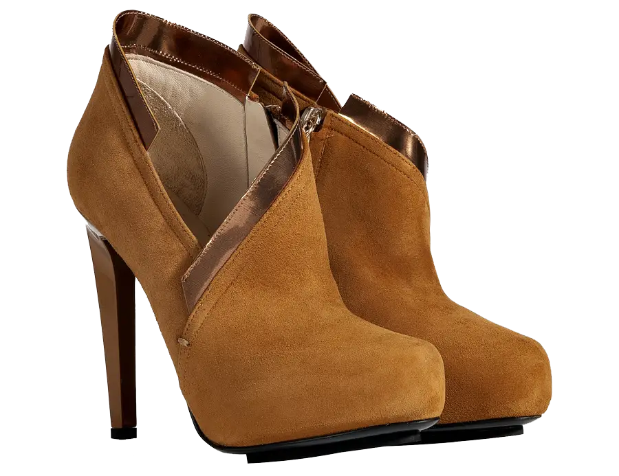 Brown Suede High-Heeled Shoes
