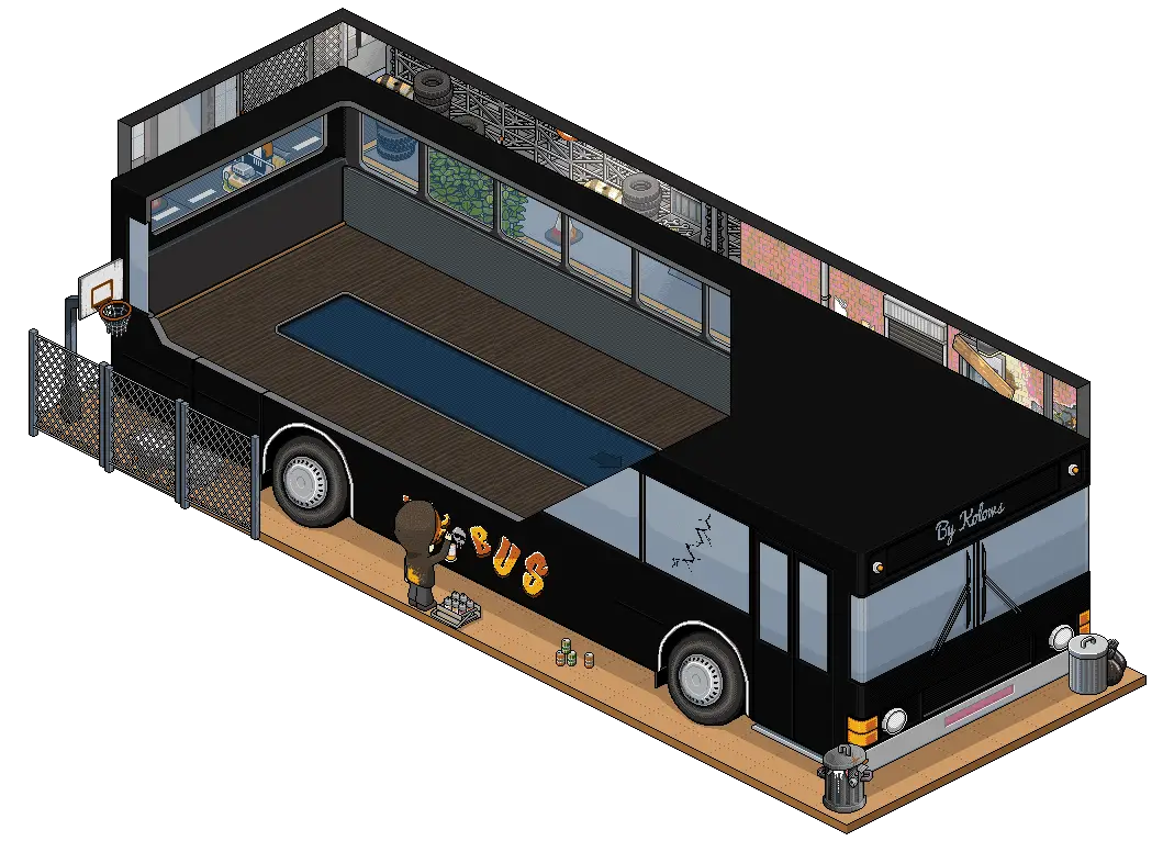 Isometric Black Bus Interior