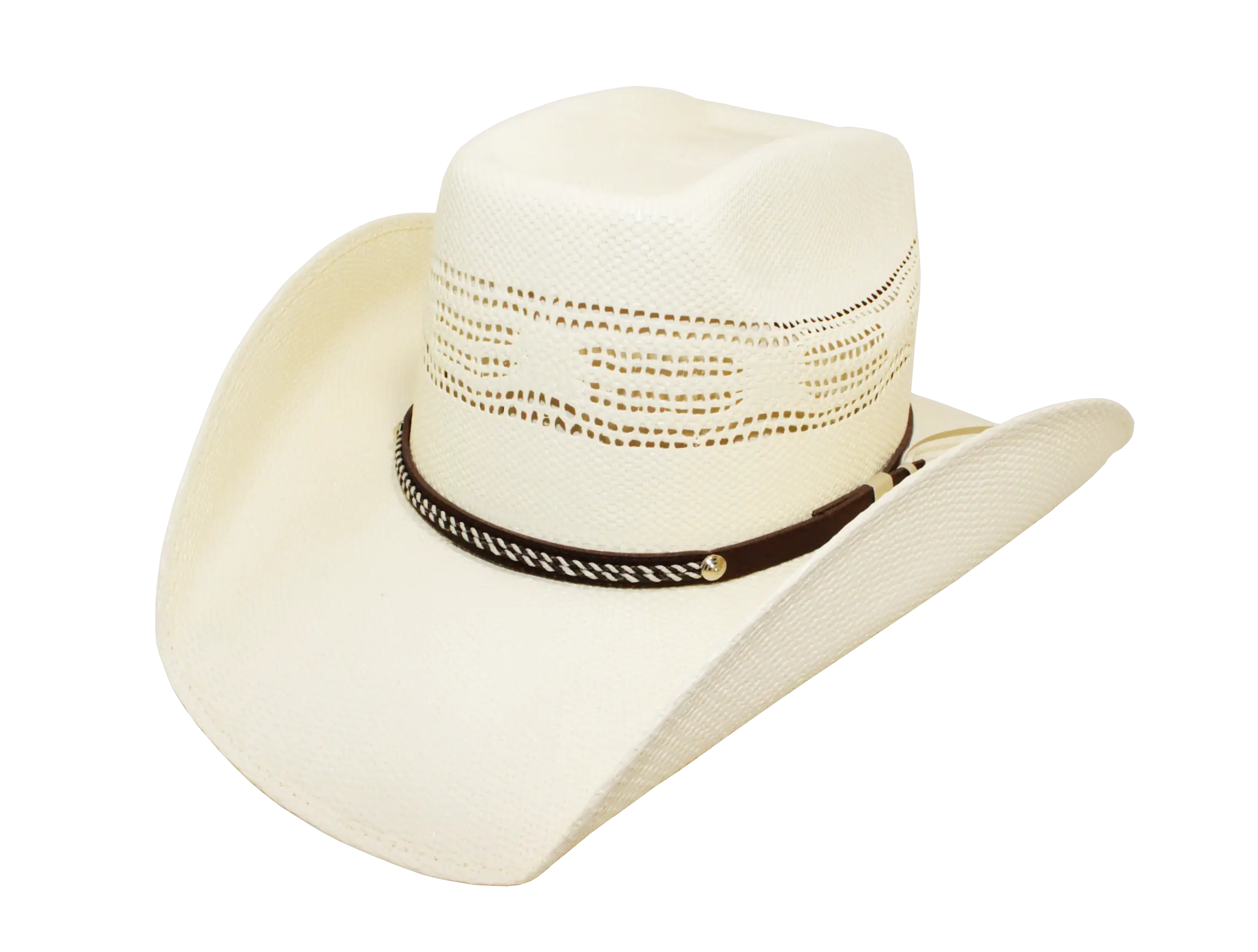 White Cowboy Hat with Leather Band