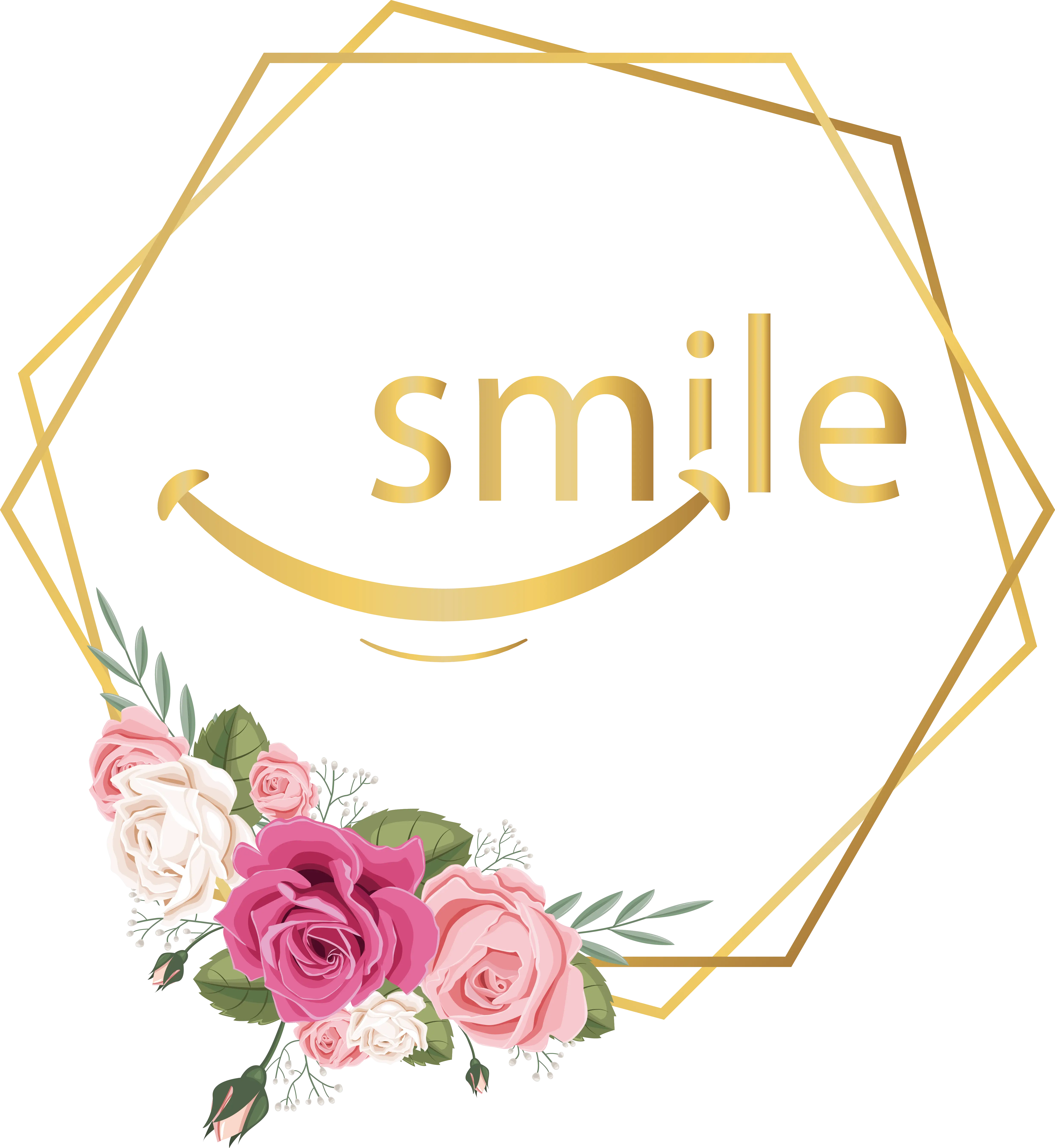 Gold Smile Text with Floral Decoration