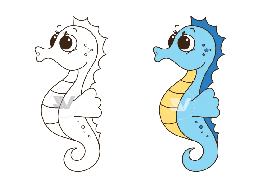 Cartoon Seahorses with Playful Design