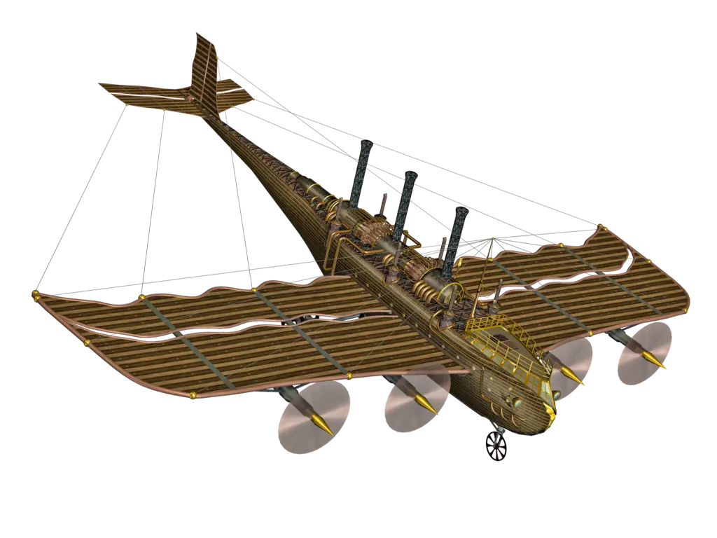 Vintage Wooden Airplane with Propellers