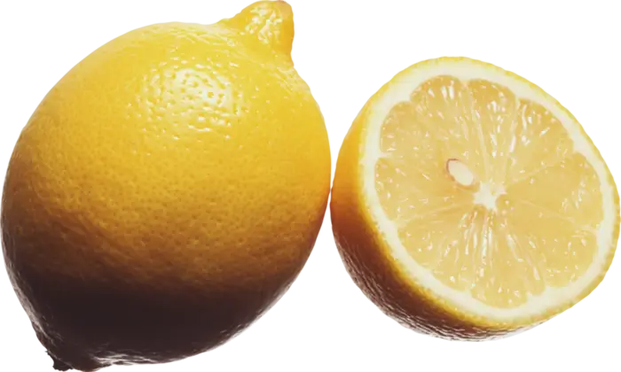 Fresh Lemon and Lemon Slice with Vivid Yellow Color