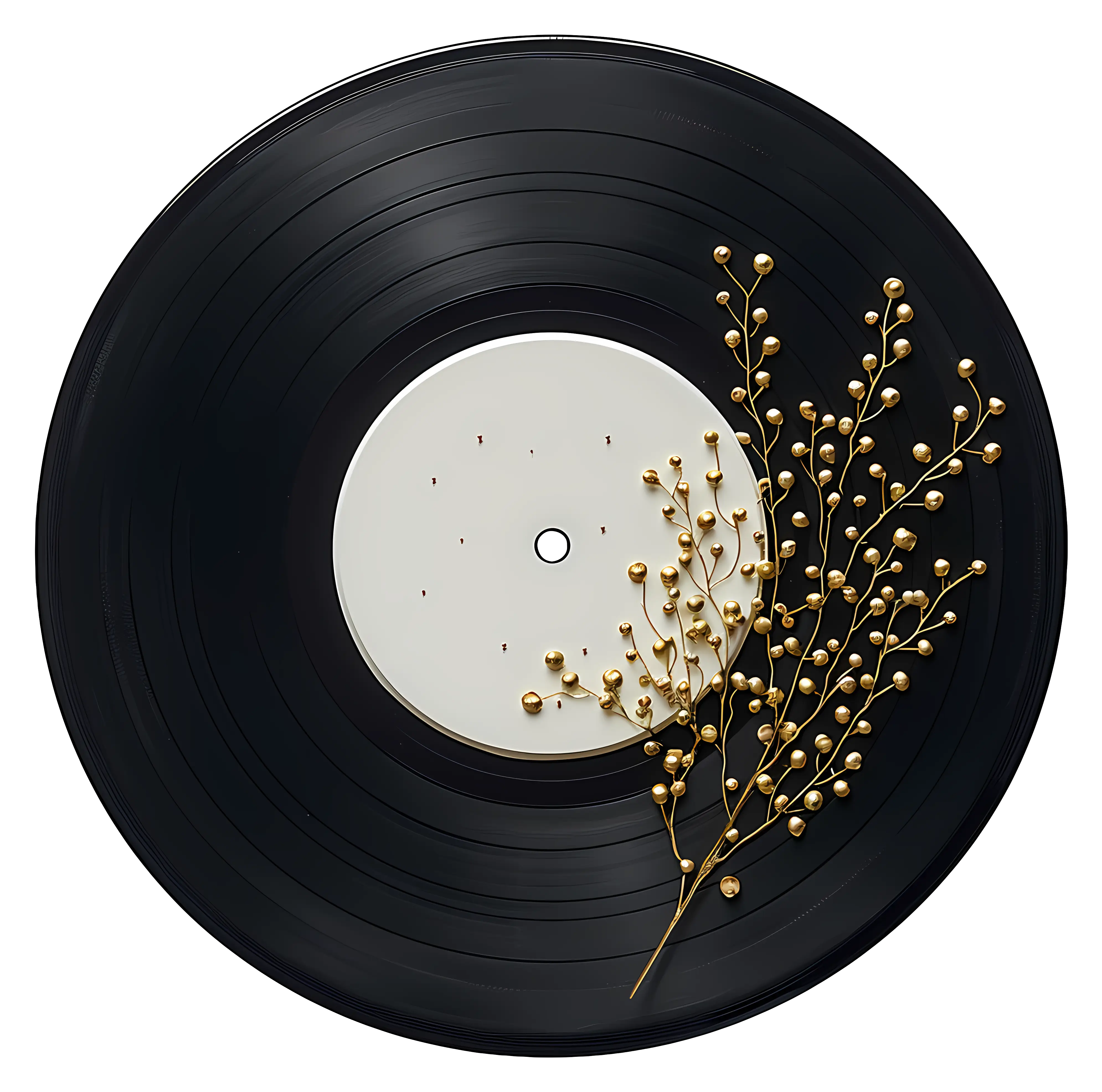 Decorative Vinyl Record with Golden Details