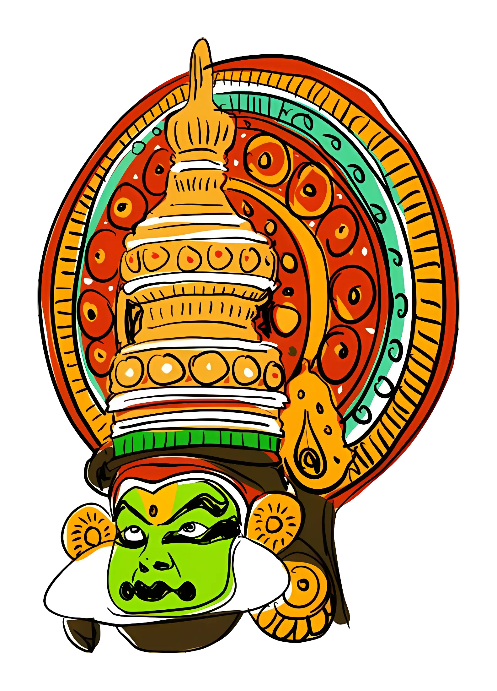 Traditional Kathakali Dancer Illustration