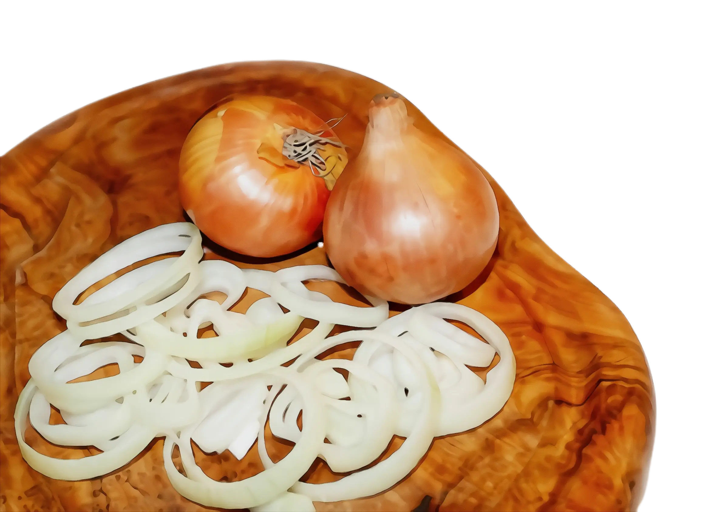 Cut Onions on Wooden Cutting Board