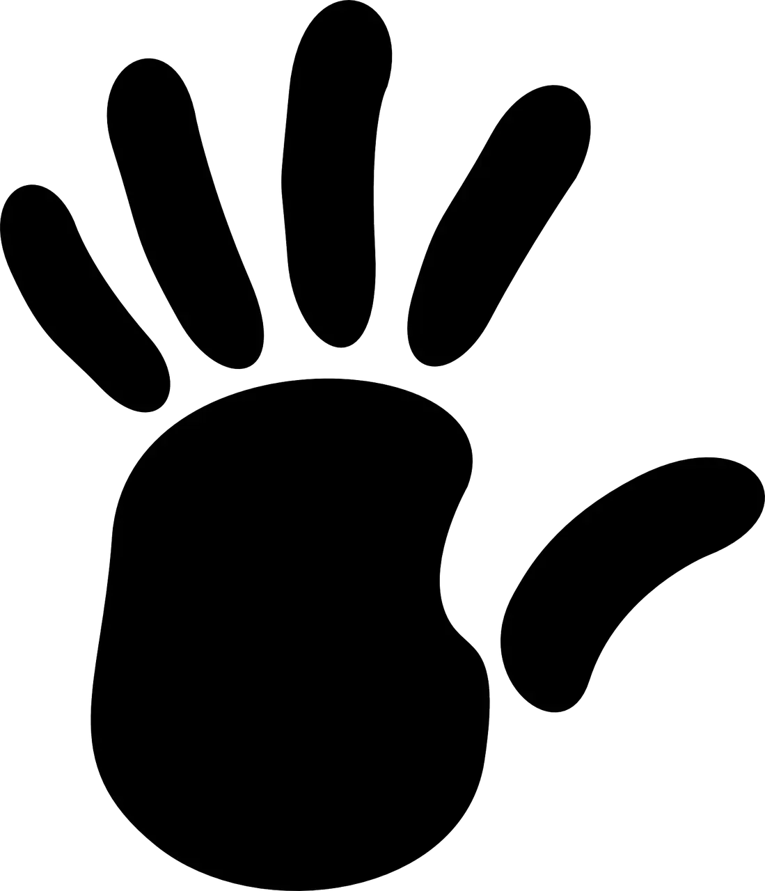 Black Handprint Icon in Graphic Style