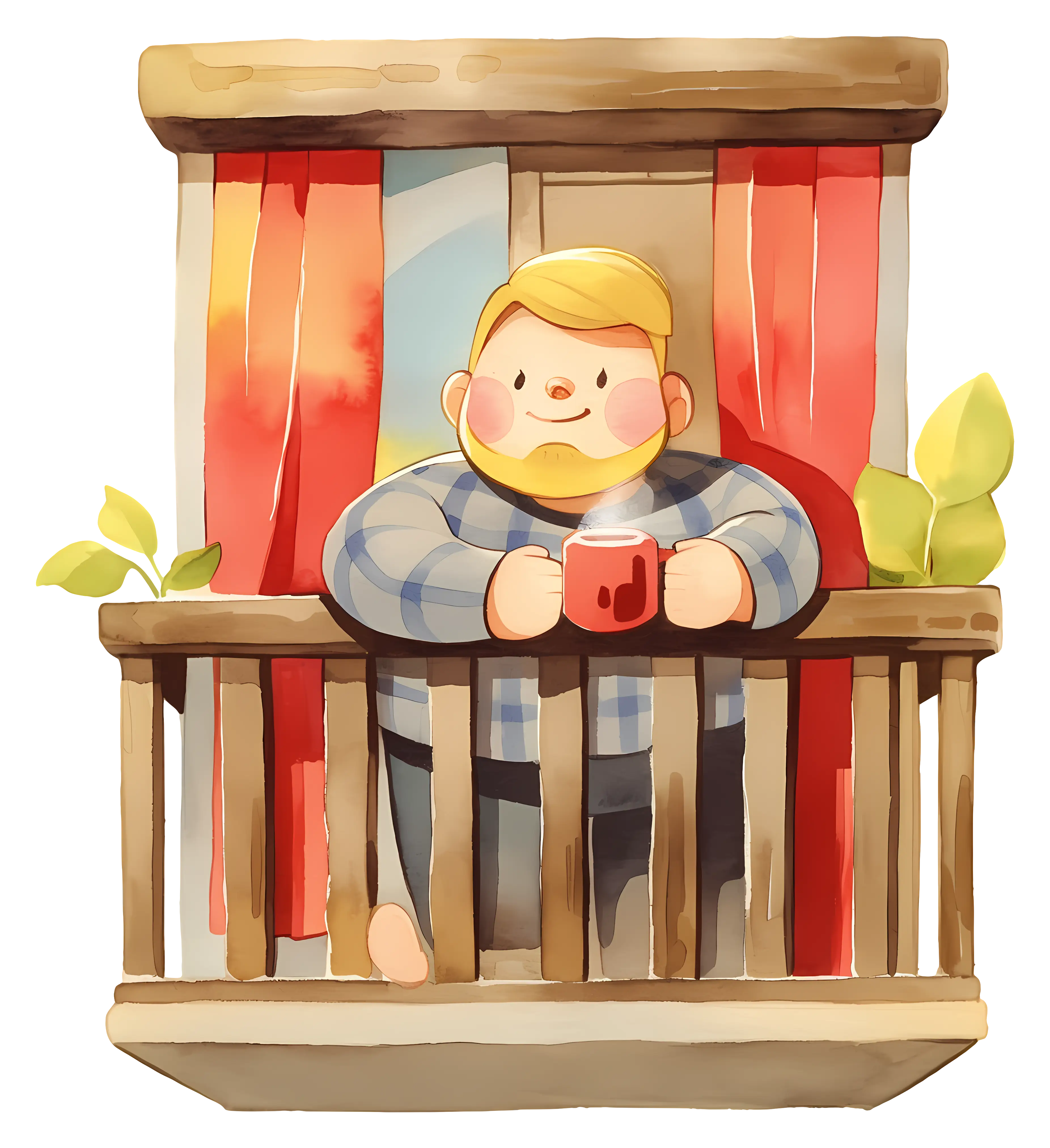 Cartoon Person on Balcony