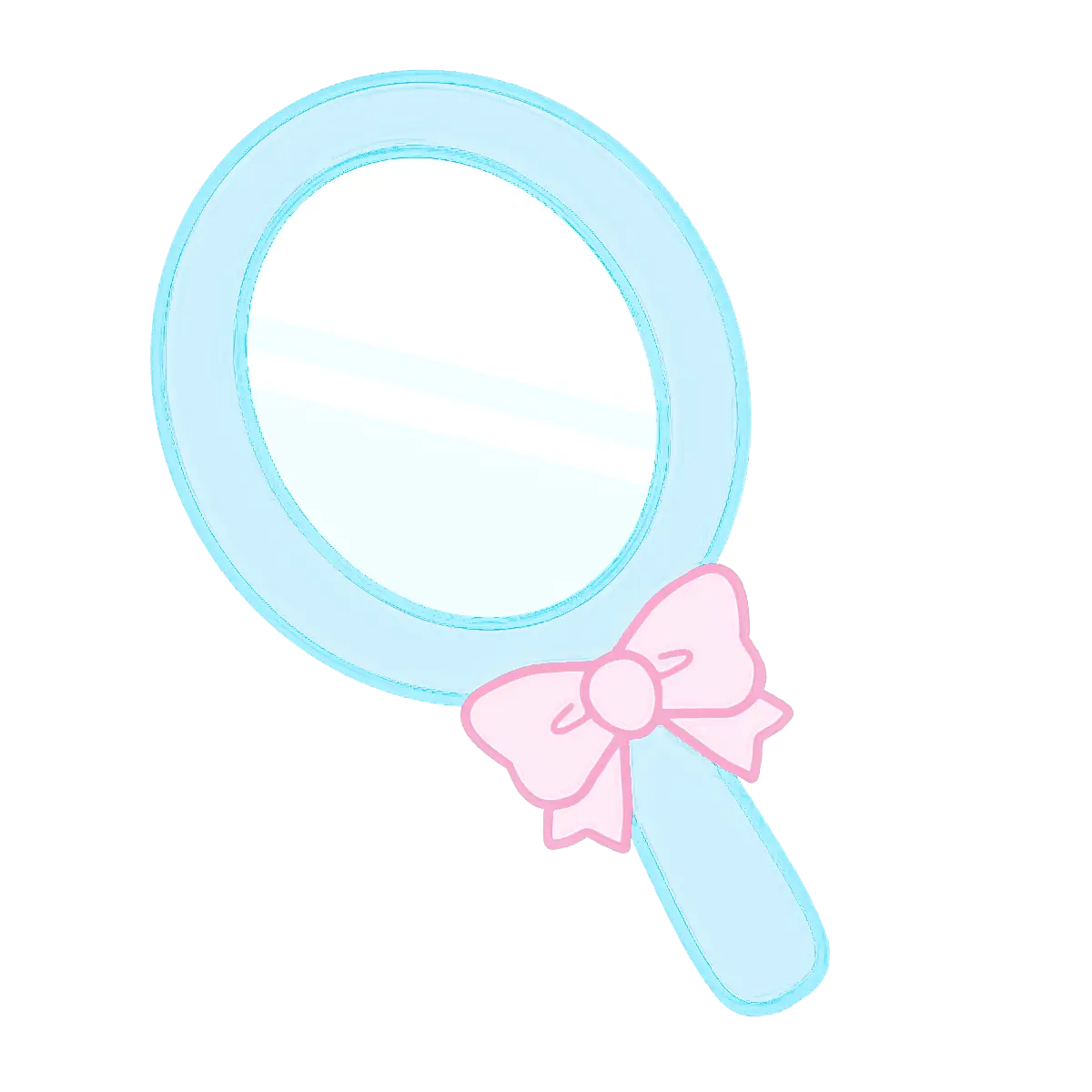 Blue Hand Mirror with Pink Bow