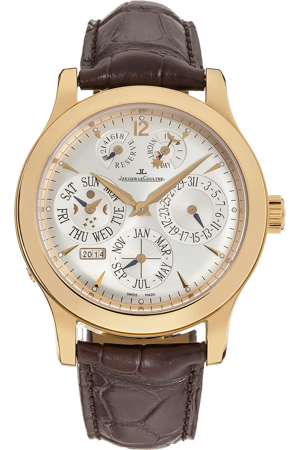 Gold Luxury Watch with Brown Strap