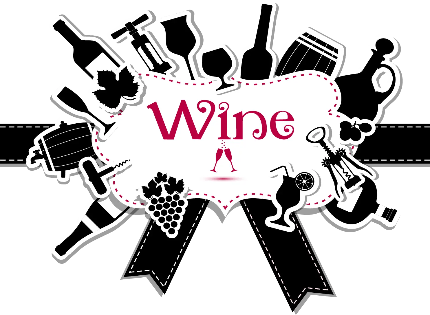 Wine Themed Silhouette Design