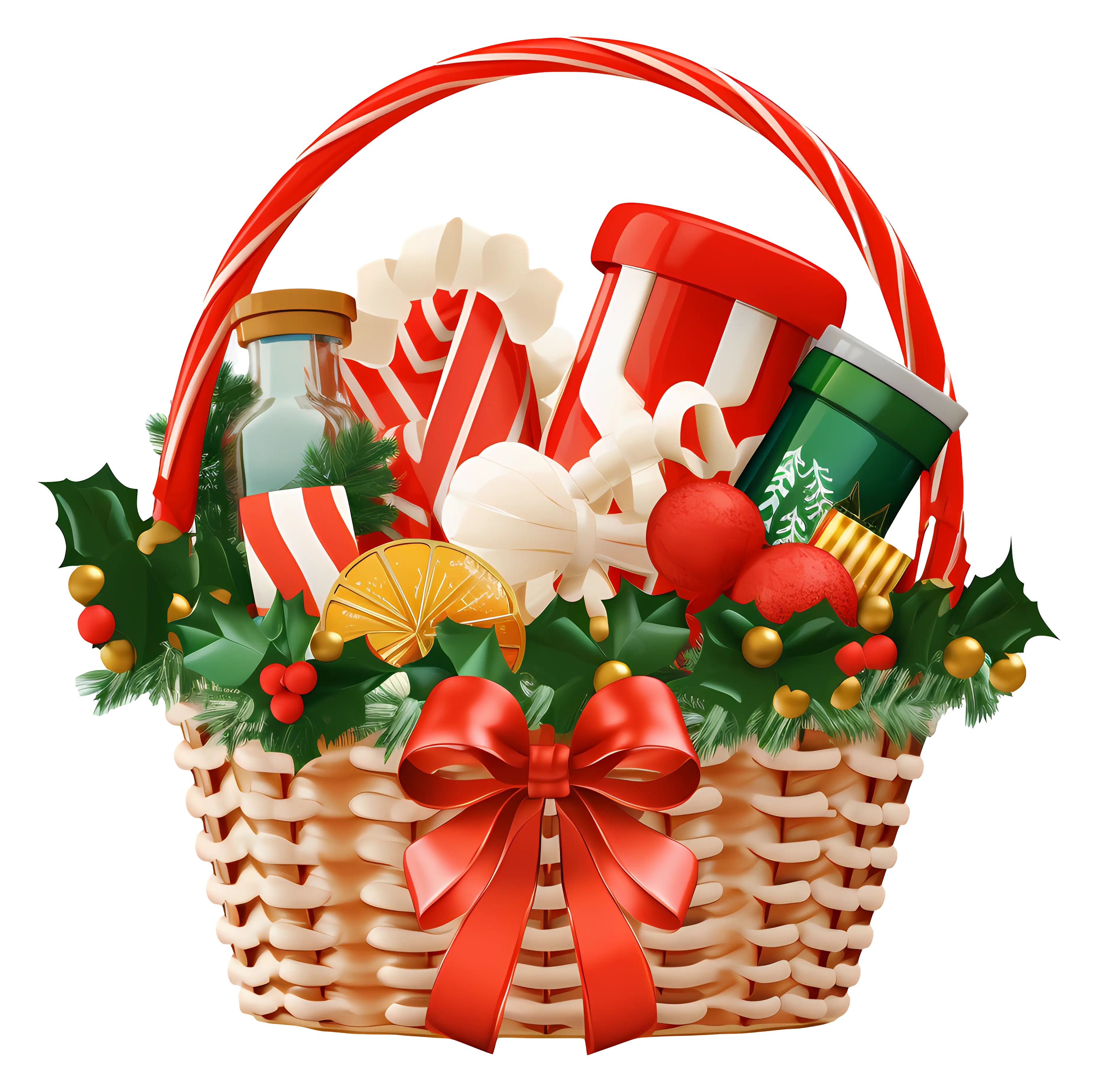 Festive Christmas Gift Basket with Decorations