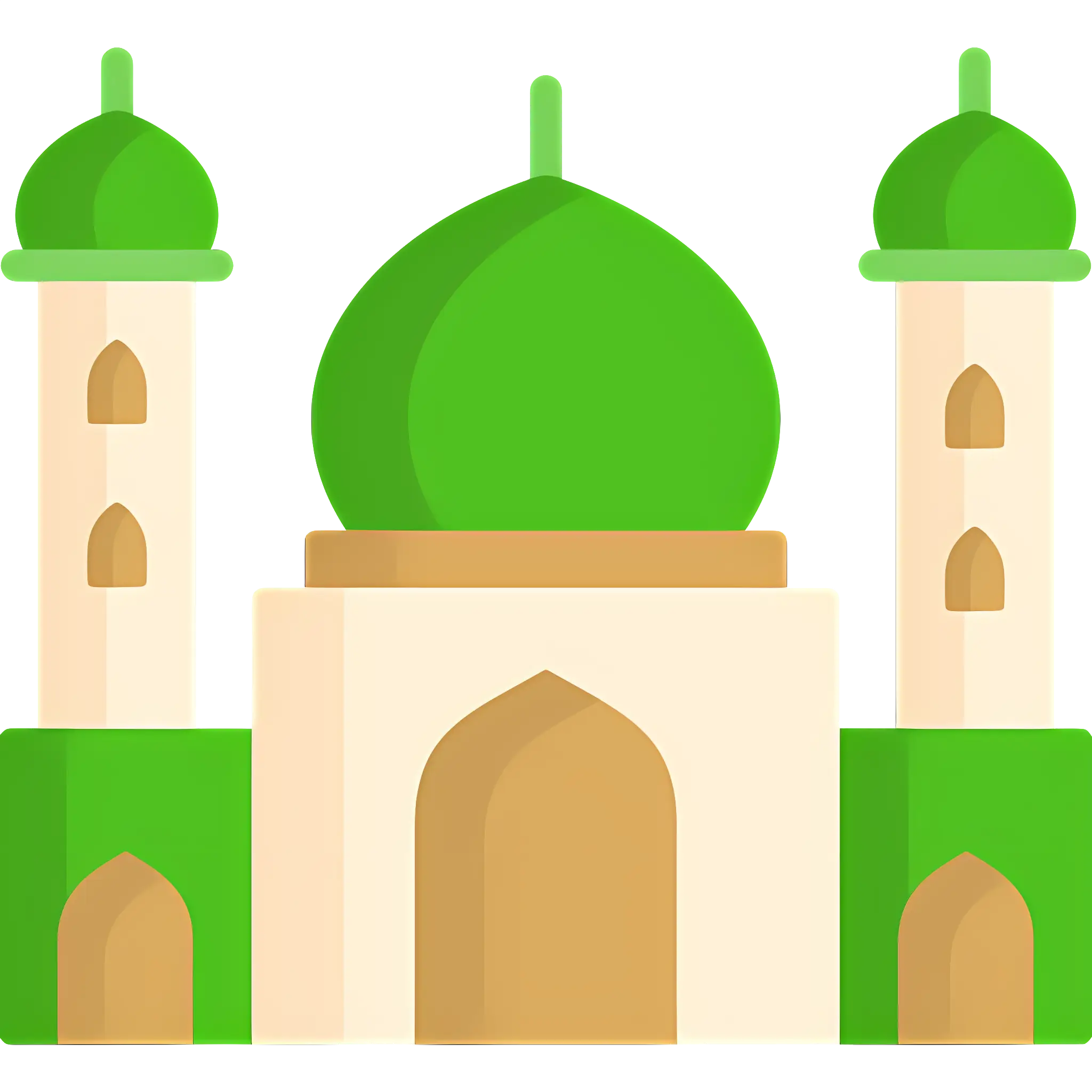Green Dome Mosque Illustration for Ramadan