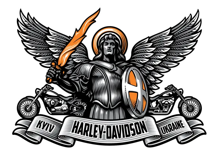 Harley-Davidson Logo with Angel and Motorcycles