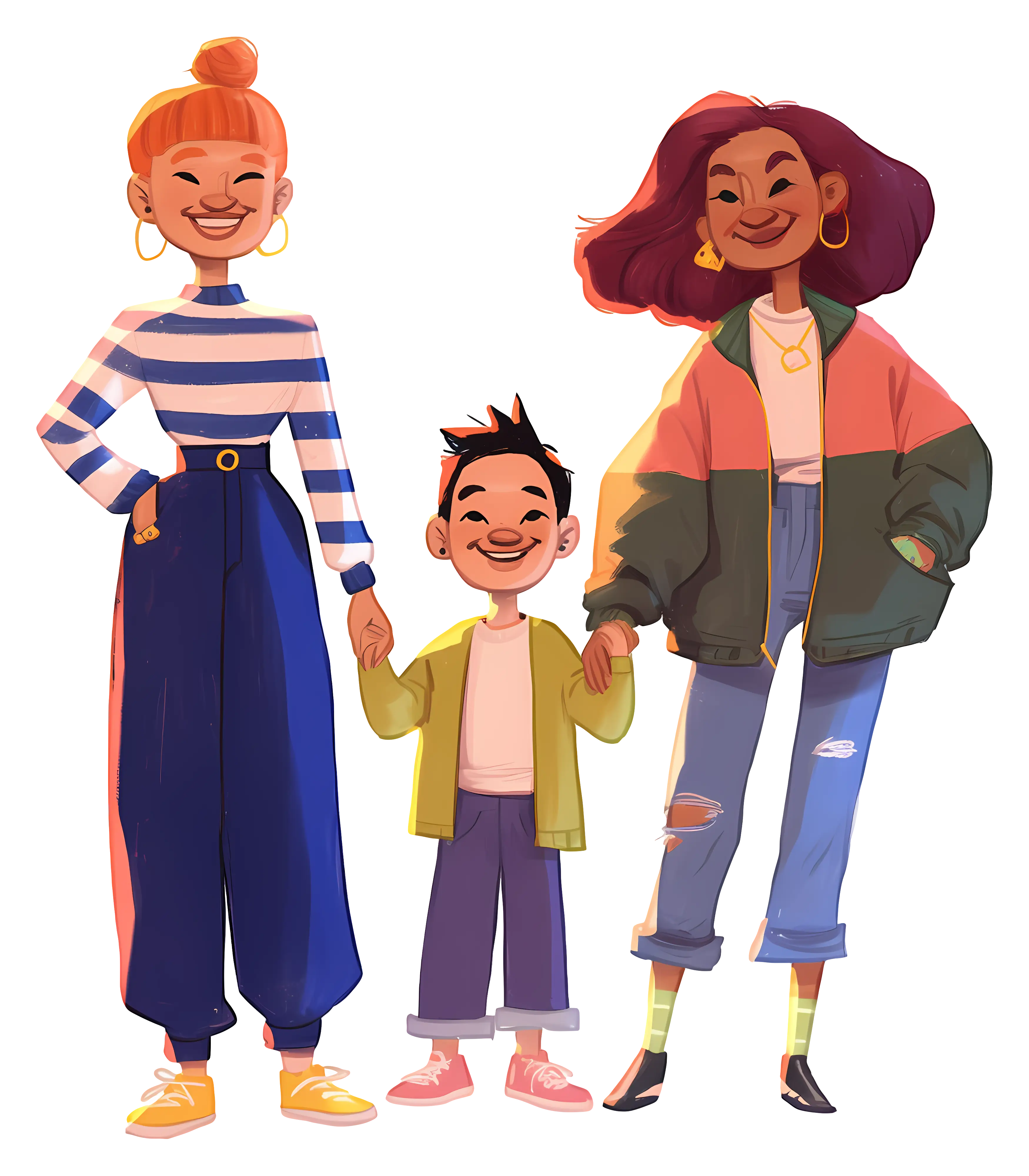 Family Holding Hands Illustration