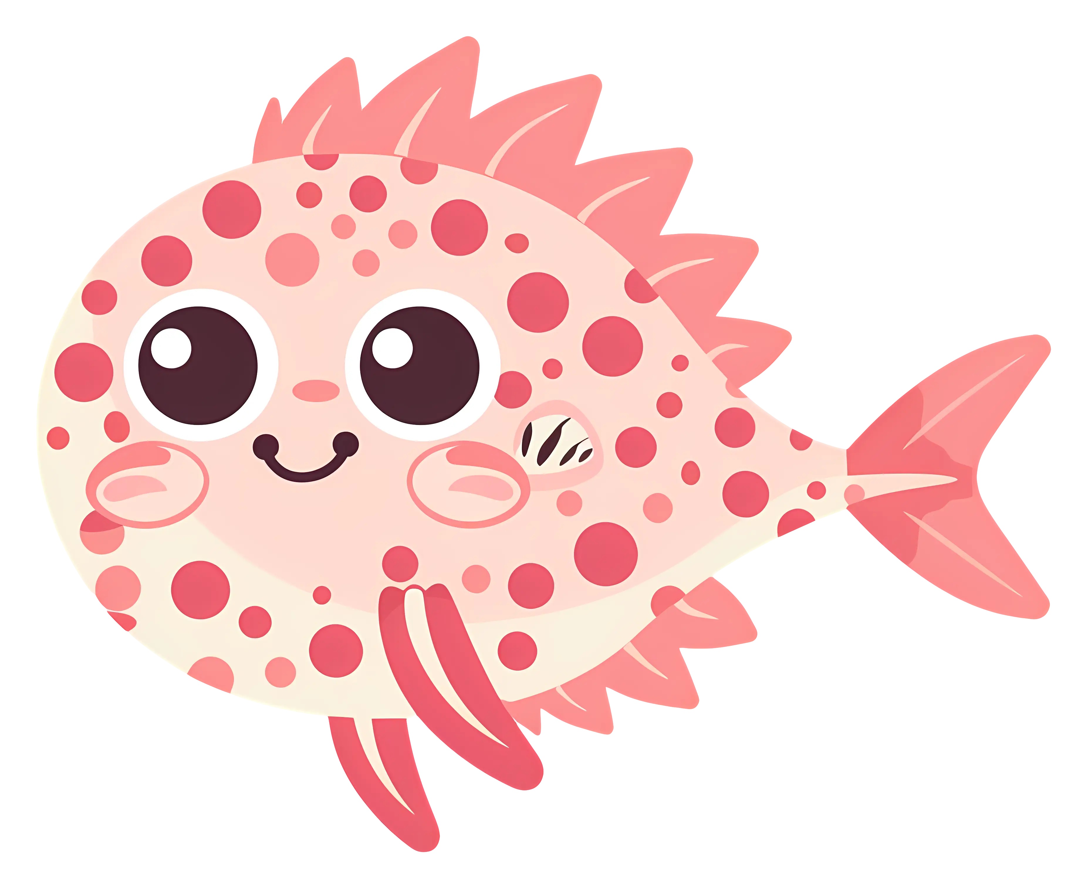 Pink Happy Cartoon Fish Illustration