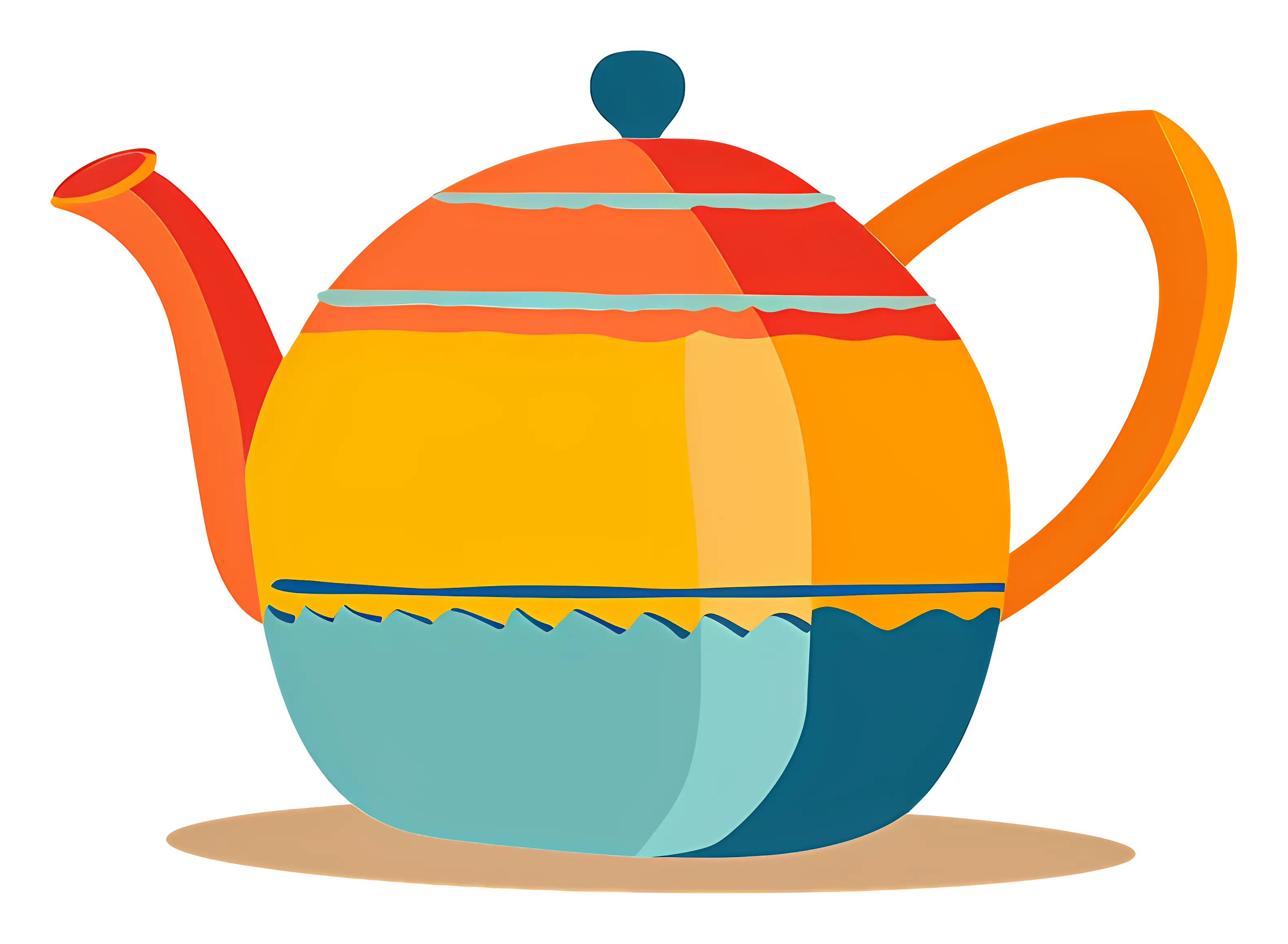 Colorful Teapot Illustration with Bright Patterns