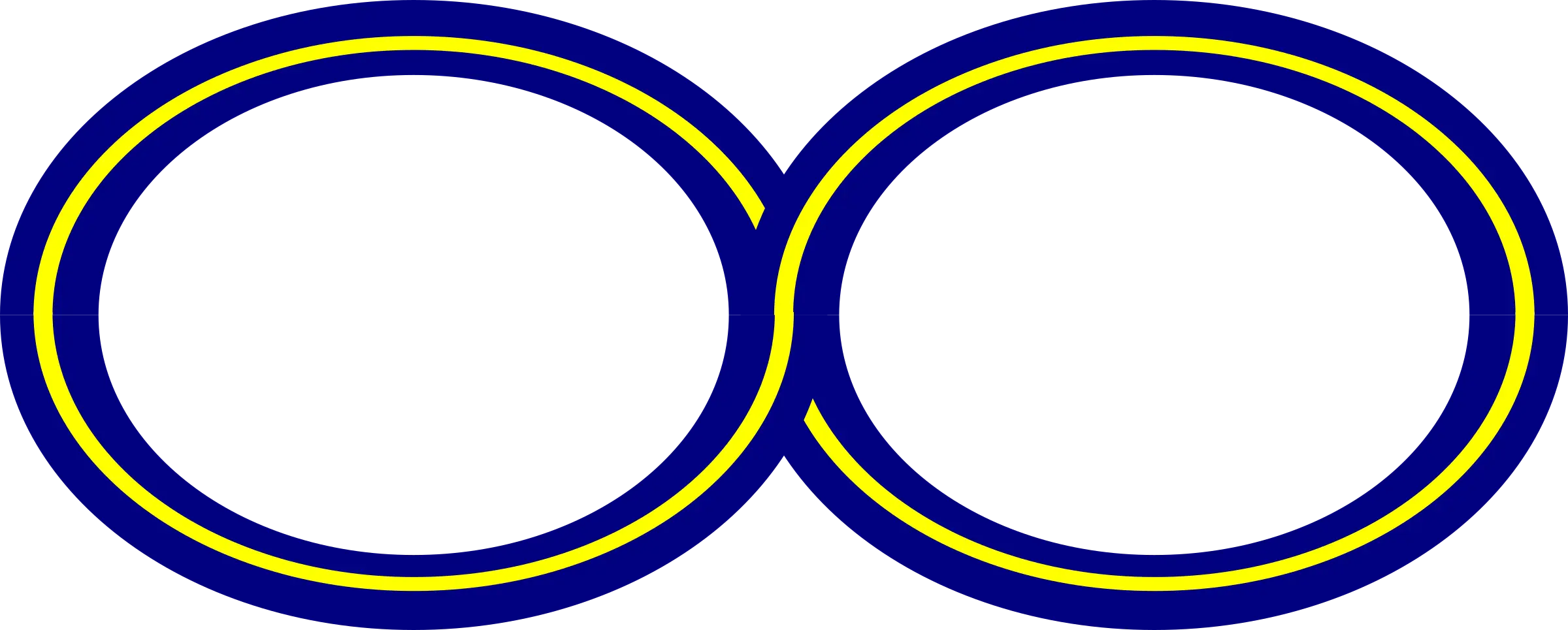 Two Linked Blue Rings with Yellow Outline