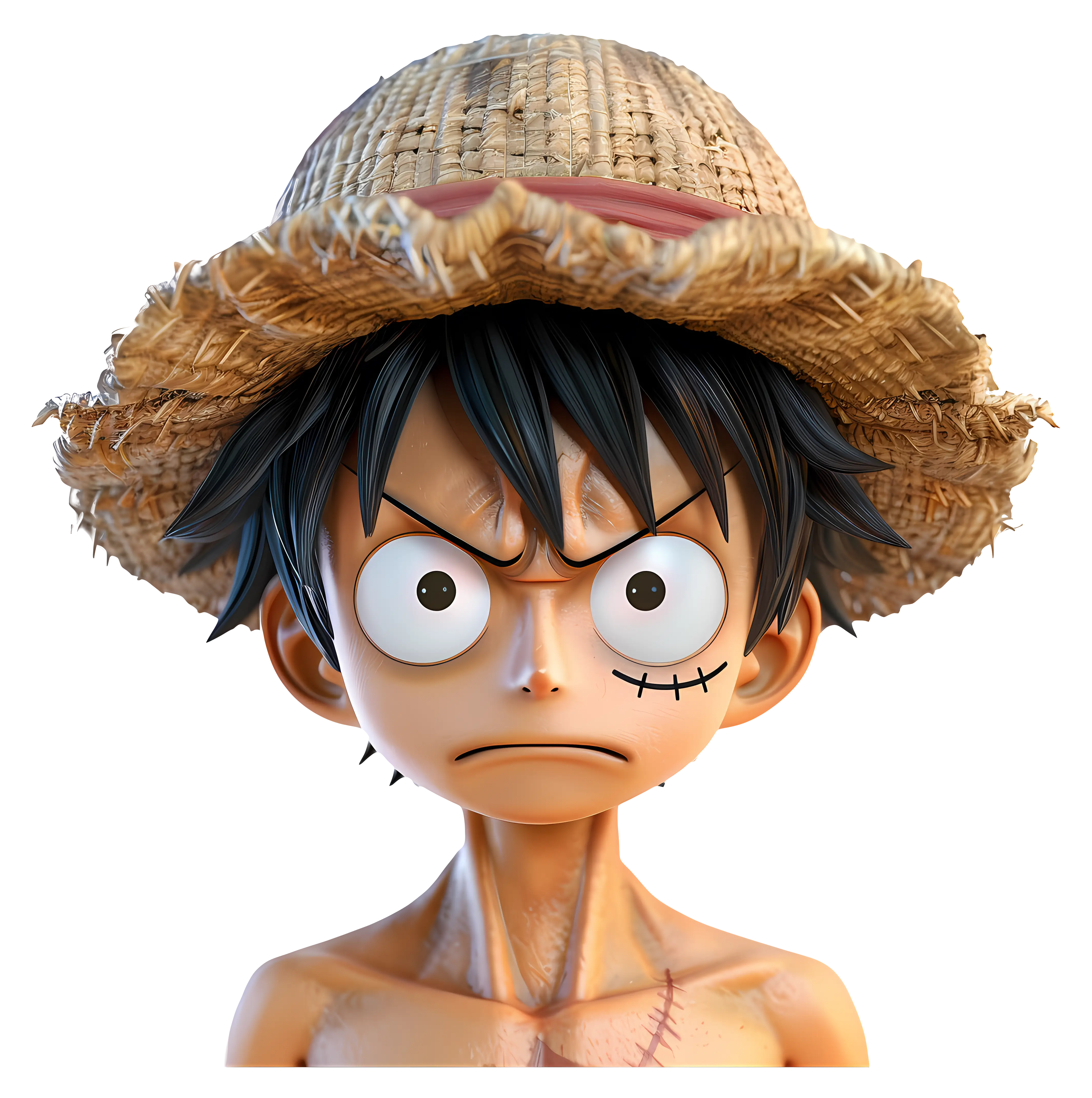 Angry Anime Character with Straw Hat